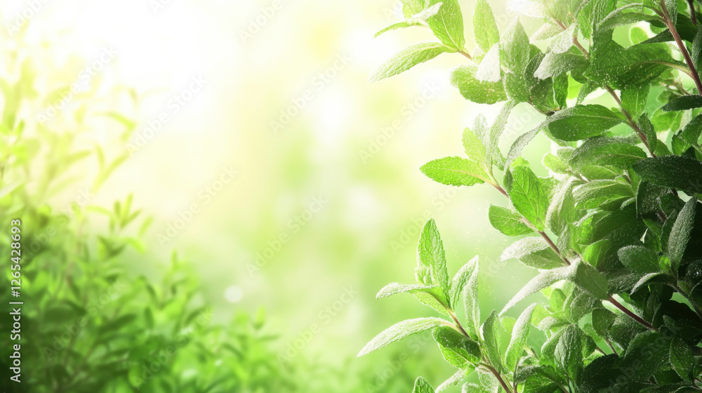 Fresh green herbs thriving in sunlight, showcasing nature's beauty in a vibrant garden setting Fresh green herbs thriving in sunlight, showcasing nature's beauty in a vibrant garden setting