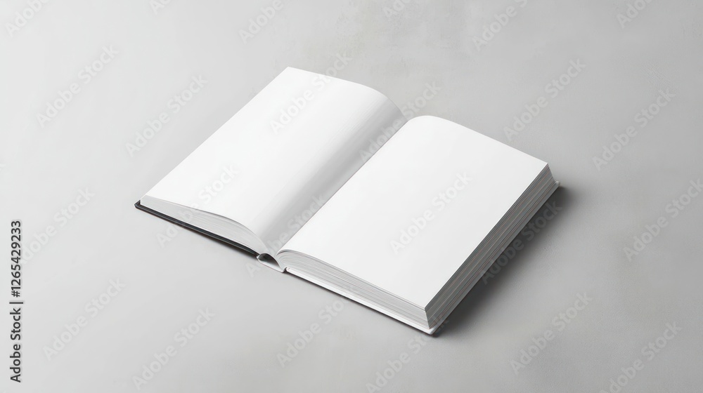 Fototapeta premium Open Book With Blank White Pages On Gray Concrete Background