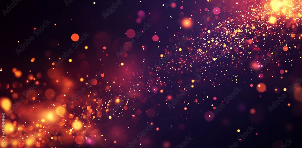 Fototapeta premium Vibrant Red Gold Glitter Shimmering Particles Abstract Background