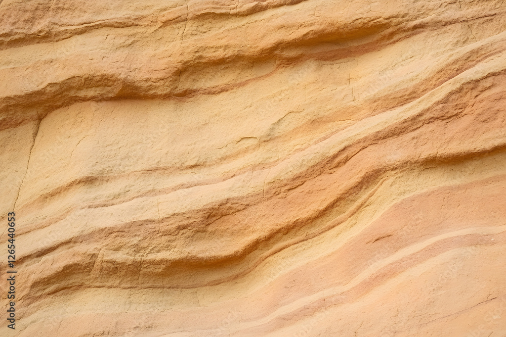 Naklejka premium Striated rock formations with warm tones create natural layers. Earthy texture shows geological patterns and a sense of timelessness.