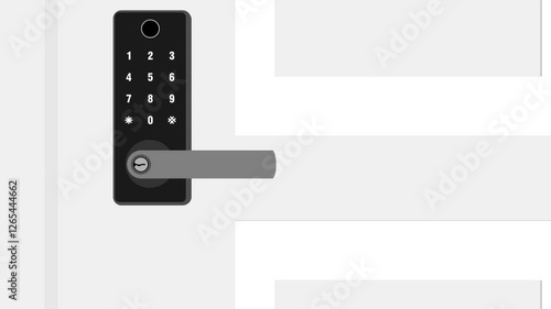 animated smart digital door lock open, animation footage video isolated on alpha channel(transparent) background.