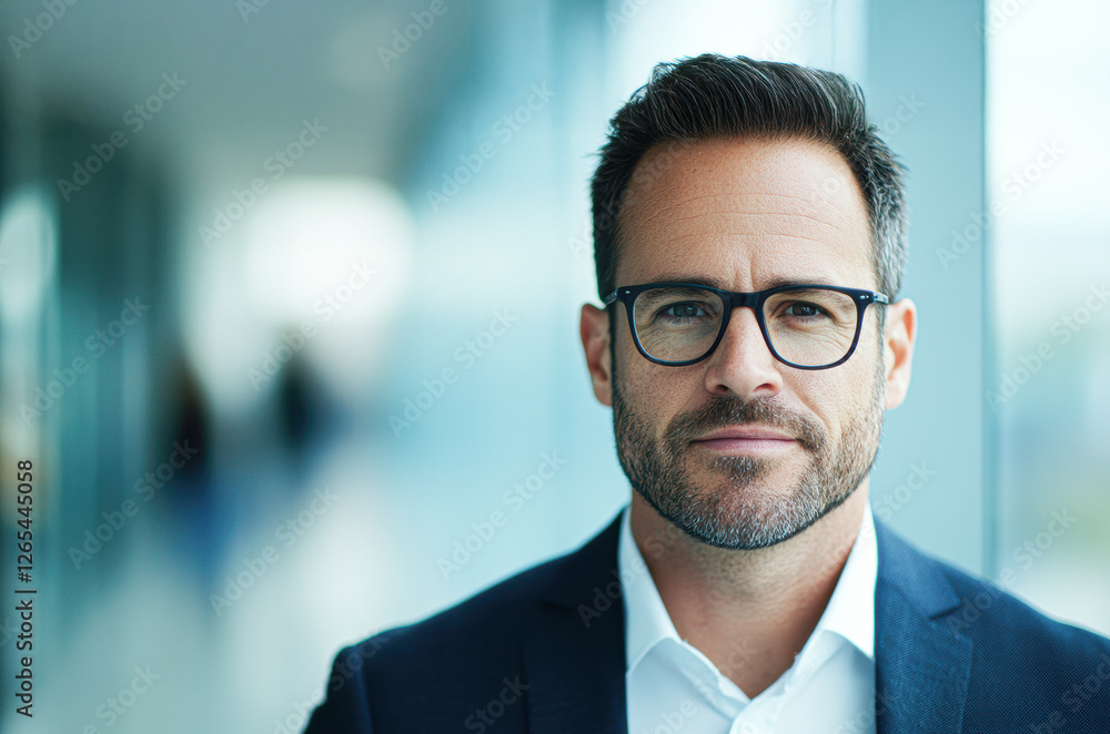 Professional man in glass office business portrait urban close-up confidence Professional man in glass office business portrait urban close-up confidence
