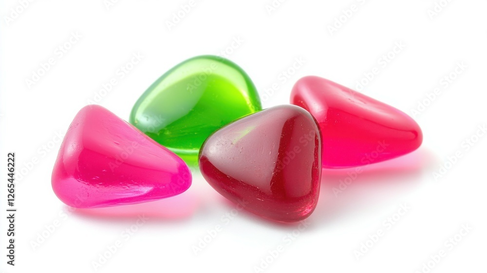 Gum Drops Pile. Chewy Candy in Green, Pink, and Red Colors Isolated on White Background Gum Drops Pile. Chewy Candy in Green, Pink, and Red Colors Isolated on White Background