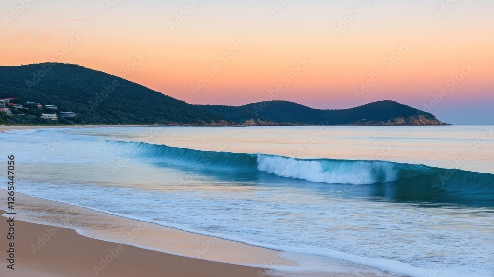 Obraz premium Serene Coastal Sunset: A Breathtaking Beachscape
