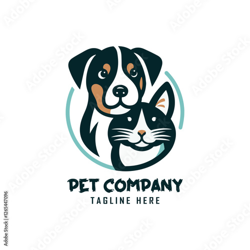Vector Pet Shop Logo Design Template. Pet company logo. Dog and cat animal pet logo design inspiration. Pet company monogram