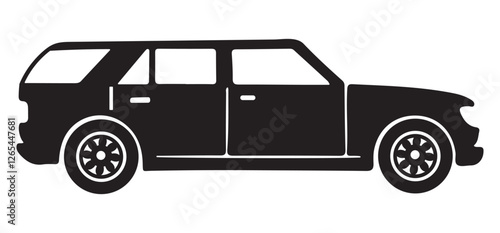 Classic SUV car Silhouette Vehicle Vector Illustration for Transportation Design
