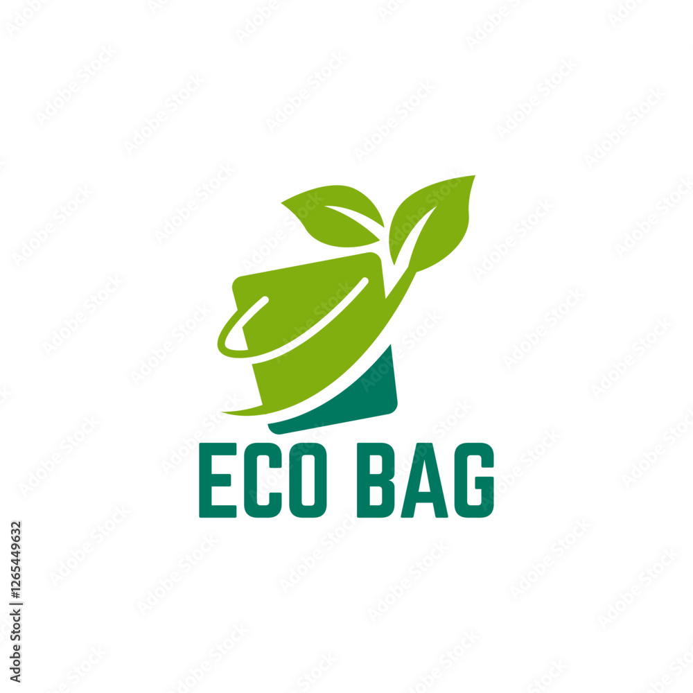 Fototapeta premium Eco shopping bag logo, Organic bag logo design.