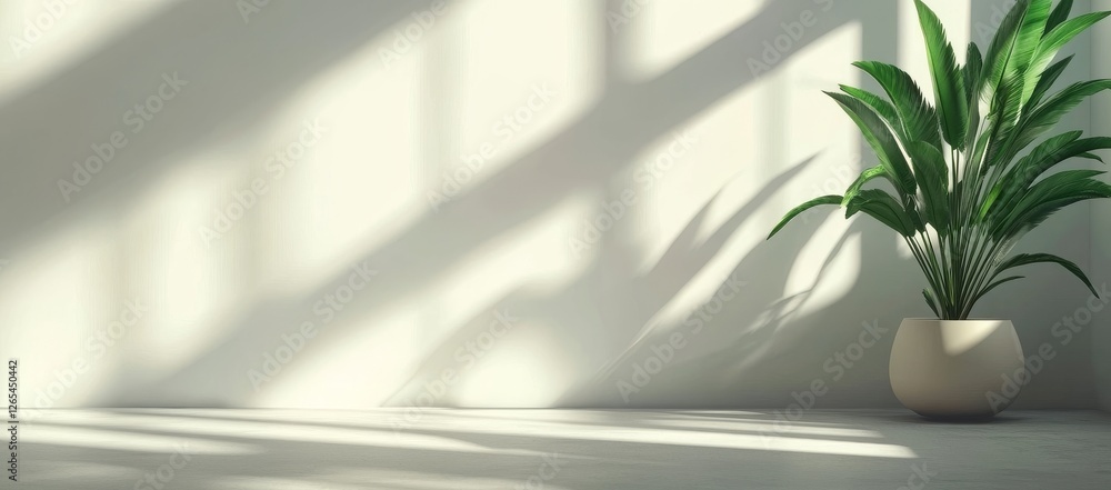 White Office Wall with Large Windows and Plants for Promotional Display White Office Wall with Large Windows and Plants for Promotional Display