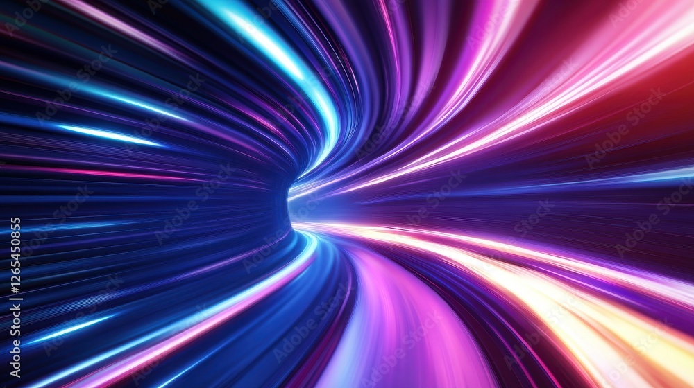 3D render, an abstract futuristic background with a neon light tunnel tube and a speed motion blur effect. 3D render, an abstract futuristic background with a neon light tunnel tube and a speed motion blur effect.