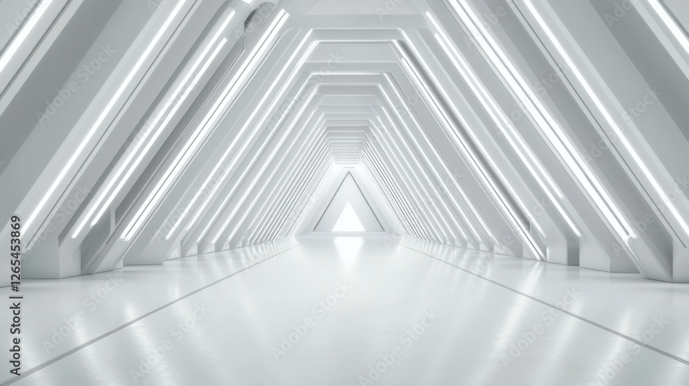 Bright Minimalist Interior Space with Geometric Lines and Triangular Shapes Ideal for Modern Architecture and Design Concepts Bright Minimalist Interior Space with Geometric Lines and Triangular Shapes Ideal for Modern Architecture and Design Concepts