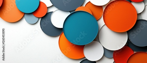A colorful collage of circles with a white background
