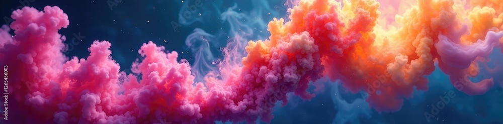 Fototapeta premium Colors swirl and mix as a kaleidoscope of smoke erupts into the air, smoke, cloudy, ethereal
