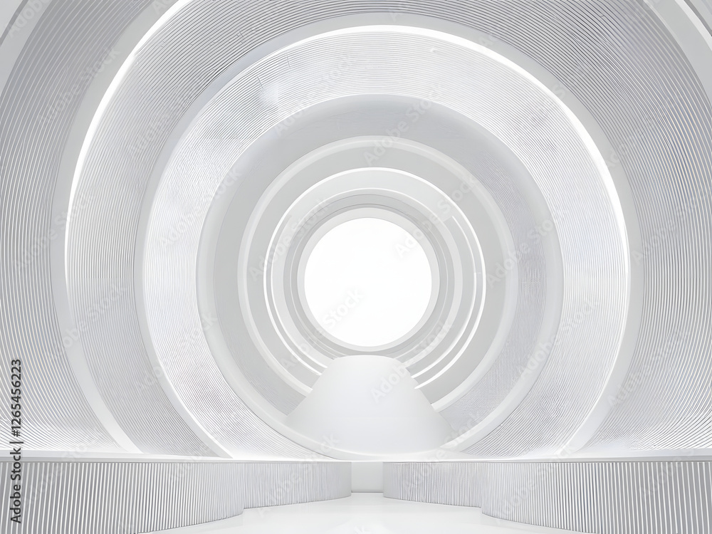 Obraz premium A minimalist wall with arches in white and light tones, showcasing a modern and elegant design.