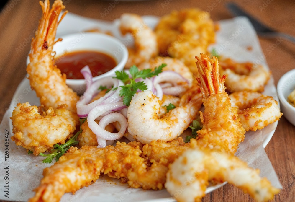 fried shrimp and squid with spicy sauce fried shrimp and squid with spicy sauce