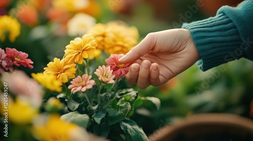 Wallpaper Mural Closeup view of hands of gardener working in field planting flowers. Torontodigital.ca