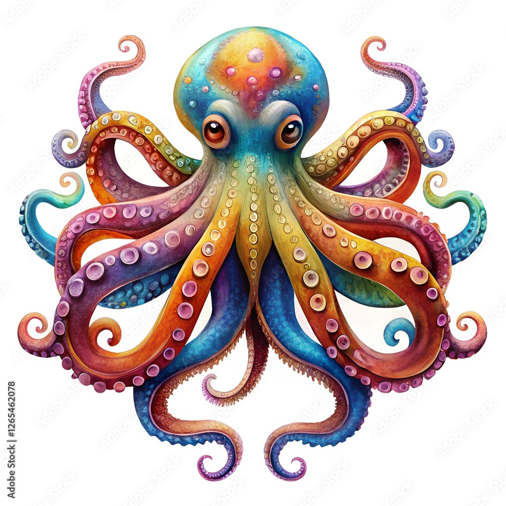 Fototapeta premium colorful-octopus----isolated-on-white
