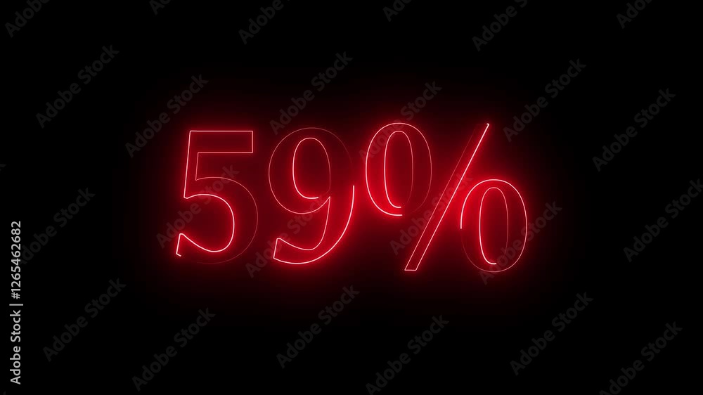59% text animation by neon line on black background. Neon line 59 Percent Animation. 59% text animation by neon line on black background. Neon line 59 Percent Animation.
