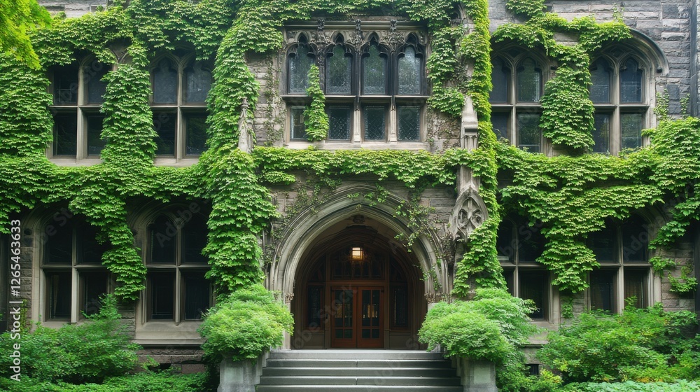 Fototapeta premium Ivy League Gothic Arches: Architectural Delight in University Building