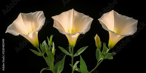Three Pale Flowers Against ...