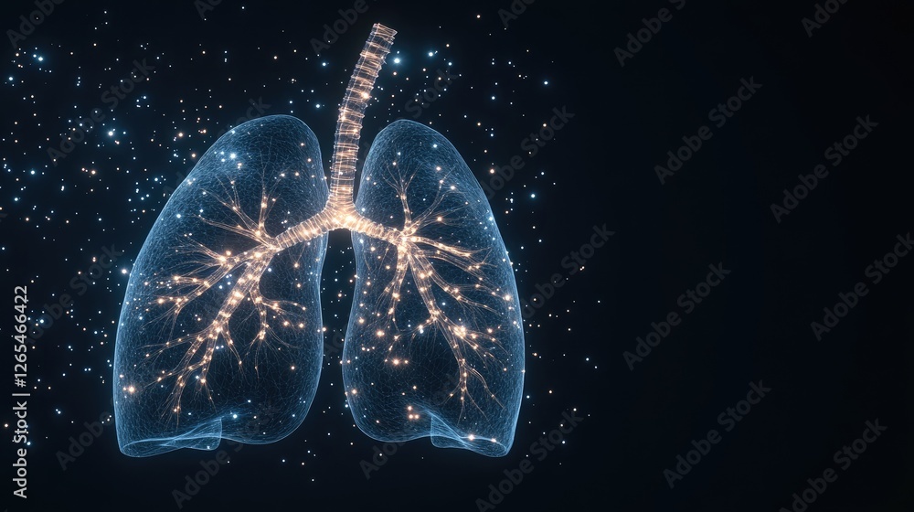 Glowing lungs represent the intricacies of the respiratory system, showcasing interconnected airways and vibrant health Glowing lungs represent the intricacies of the respiratory system, showcasing interconnected airways and vibrant health