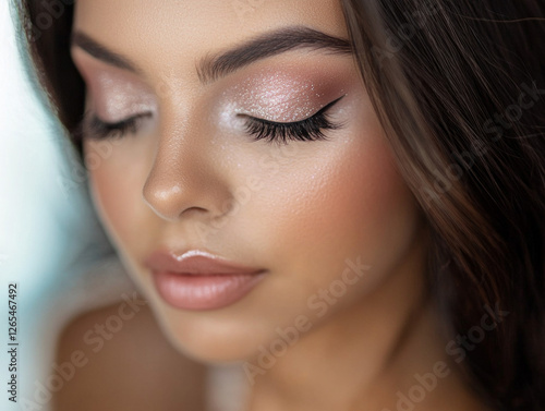 Close-up of Quinceanera Makeup Highlighting Radiant Beauty and Elegance