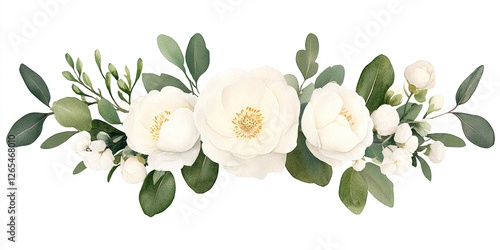 Elegant White Rose and Euca...