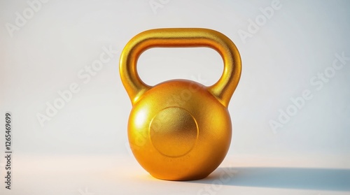 A gold kattlebell  isolate on white background. photo