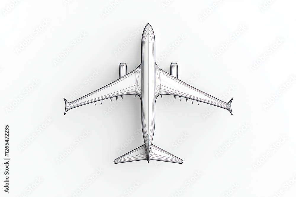 3D line art representing an airplane take-off with a smooth departure symbol. 3D line art representing an airplane take-off with a smooth departure symbol.