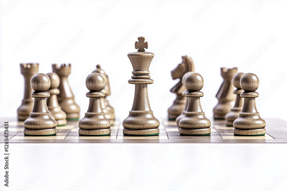 Selective focus chess on board game isolated on white background, Chess board with chess piece. Selective focus chess on board game isolated on white background, Chess board with chess piece.