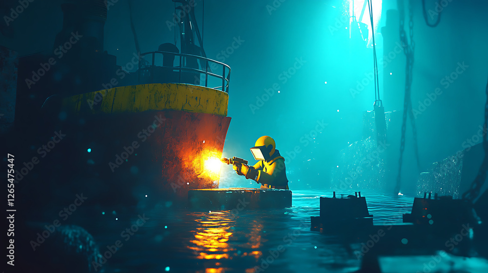 illustration of a person welding a ship illustration of a person welding a ship