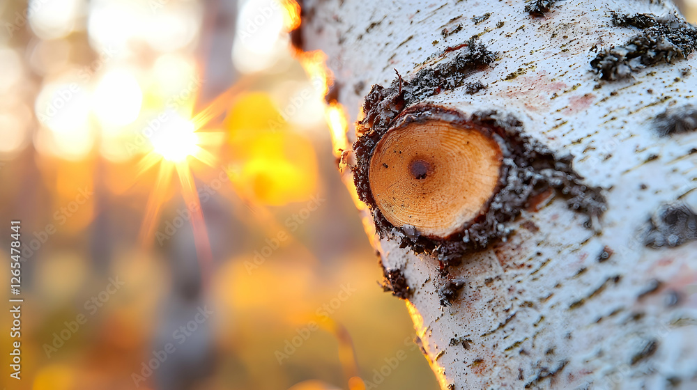 Sunset Birch Tree Closeup, Forest Background, Nature Wallpaper Sunset Birch Tree Closeup, Forest Background, Nature Wallpaper