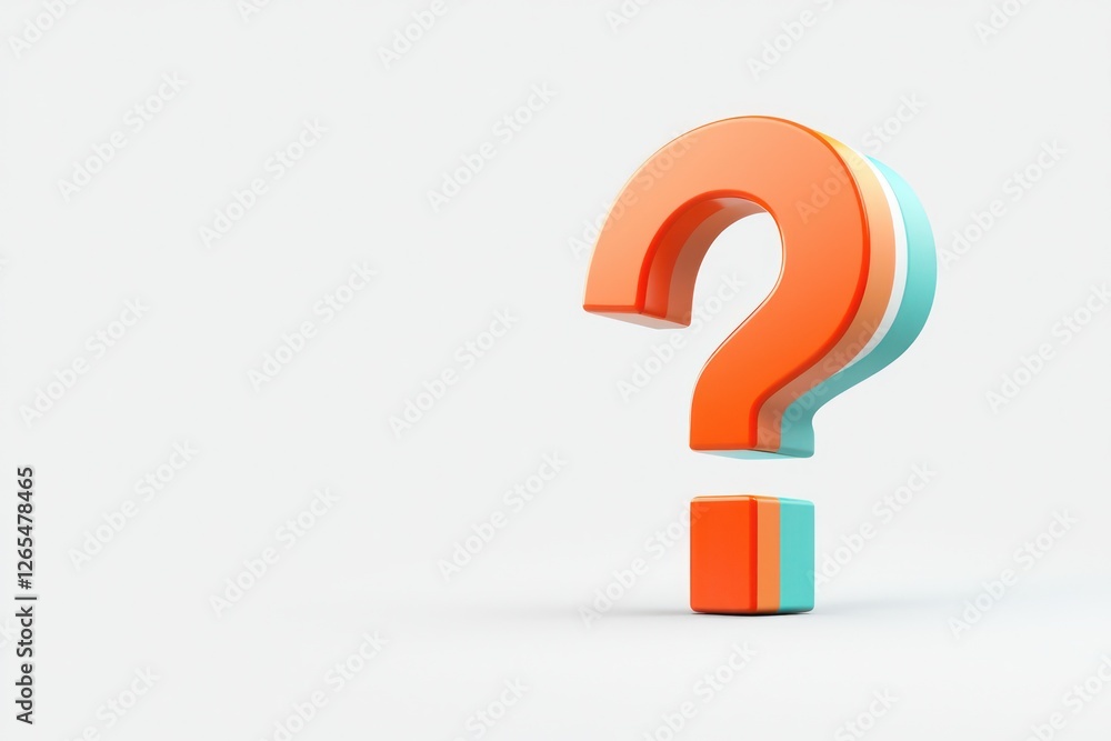 3D question mark glyph, representing modern queries on a white backdrop. 3D question mark glyph, representing modern queries on a white backdrop.