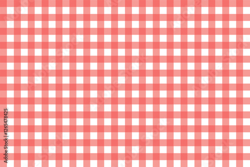 Red and white gingham check pattern background（白地に赤のギンガムチェック背景素材）