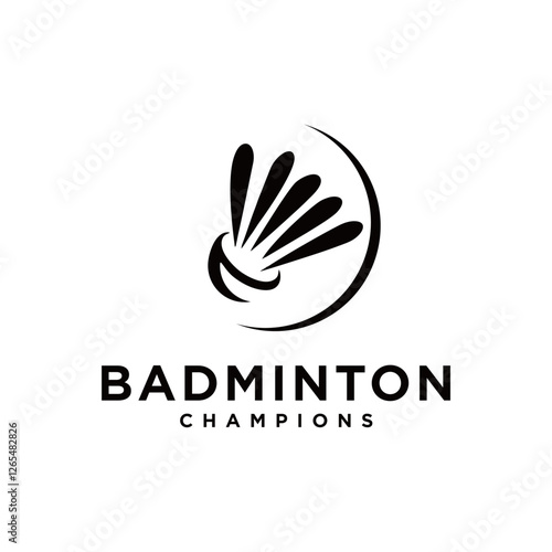 Vector Badminton Logo Icon. Minimalist concept Shuttlecock Illustration Design