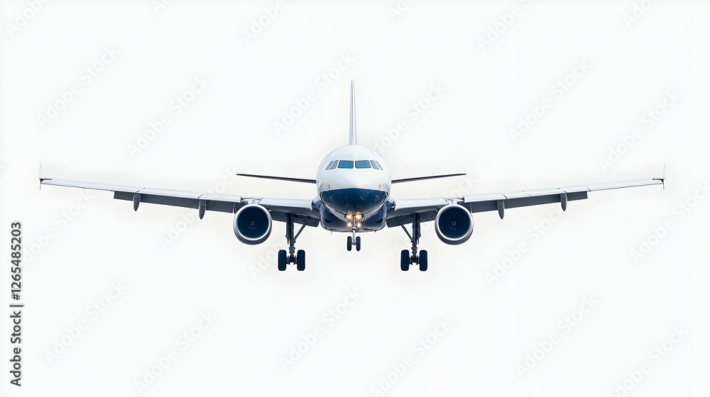 Naklejka premium White Airplane Landing Against a White Background