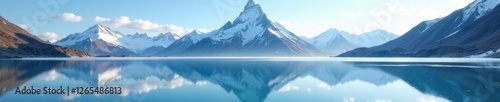 Wallpaper Mural Glacier peak mirrored in a frozen lake's surface, mountain range, frozen waterbody Torontodigital.ca