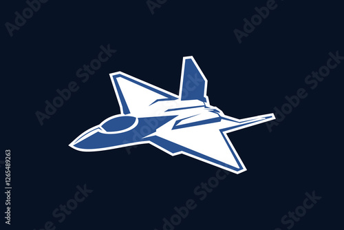 American cold war jet fighter plane vector illustration. simple aircraft logo, military equipment.