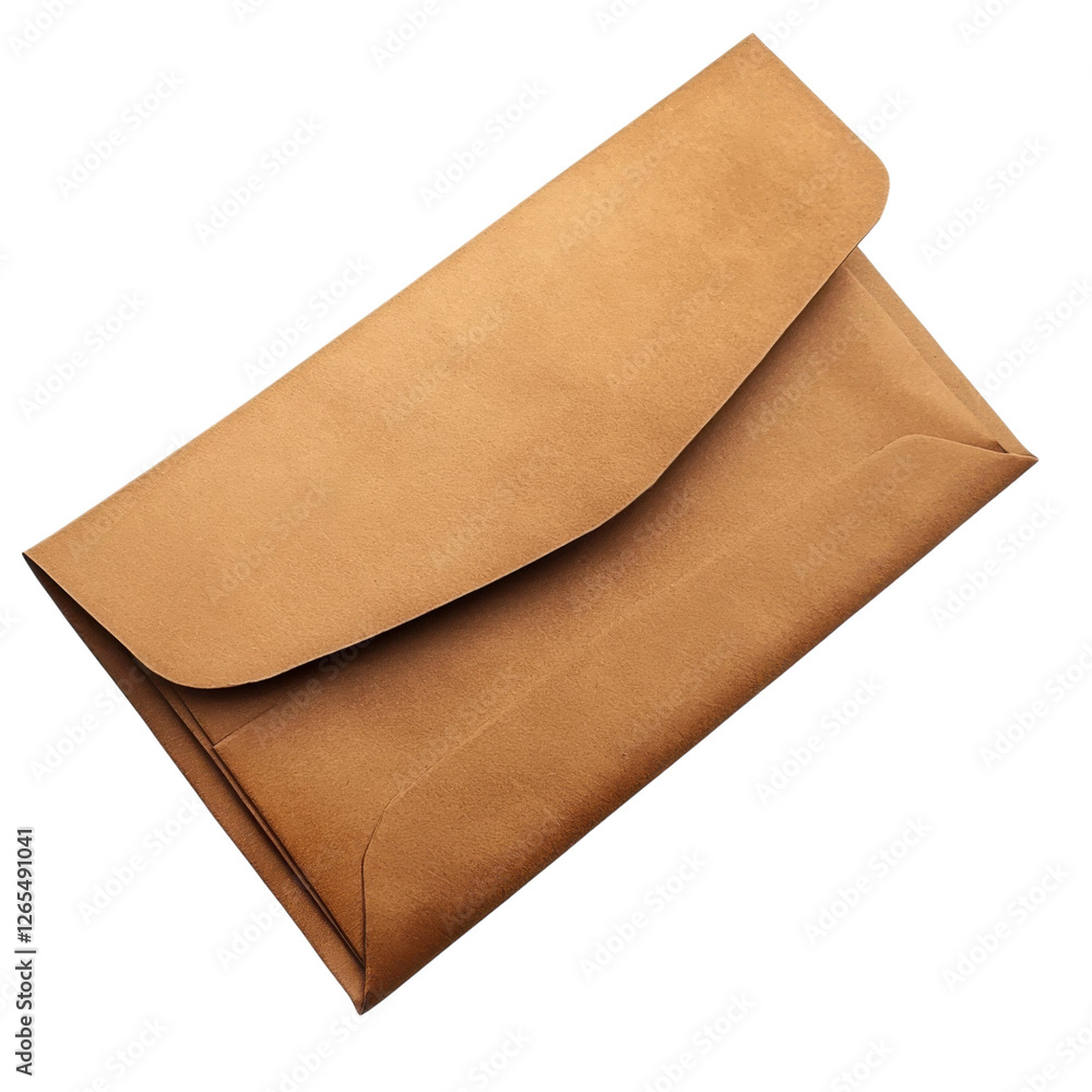 Open brown envelope with an inserted letter isolated transparent background Open brown envelope with an inserted letter isolated transparent background