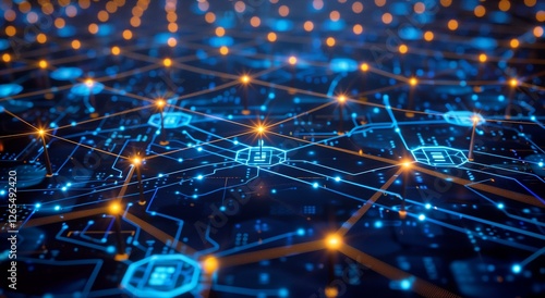 Abstract Representation of a Complex Network System Showing Interconnections and Data Flow