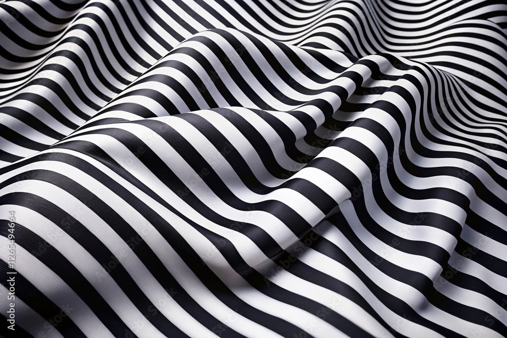 Abstract Black and White Striped Optical Illusion: Deformed Surface with Squiggly Lines Abstract Black and White Striped Optical Illusion: Deformed Surface with Squiggly Lines