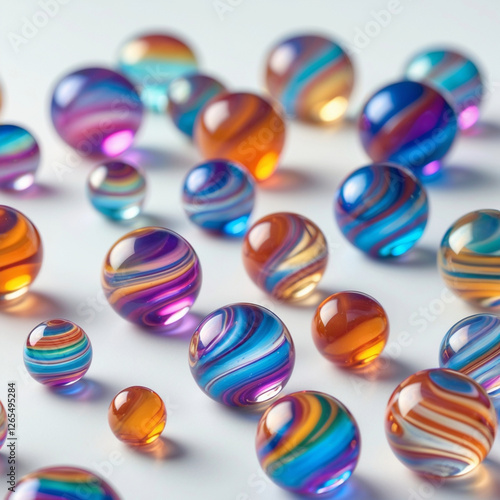 Colorful Glass Marbles Isolated on White Background