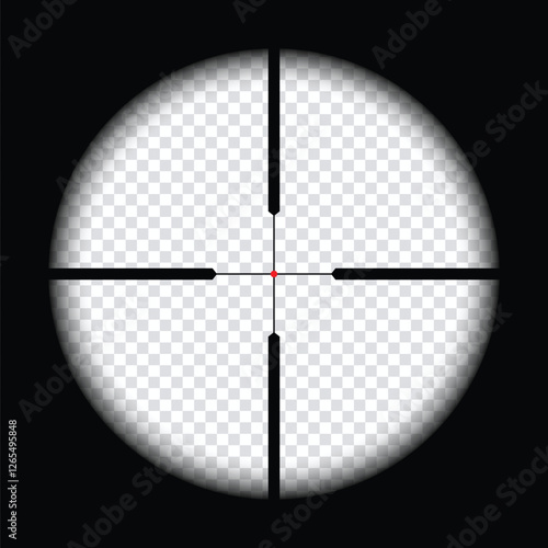 Realistic sniper scope crosshairs view. sniper sight with measurement marks. sniper scope template isolated on transparent background. rifle optical sight.	
