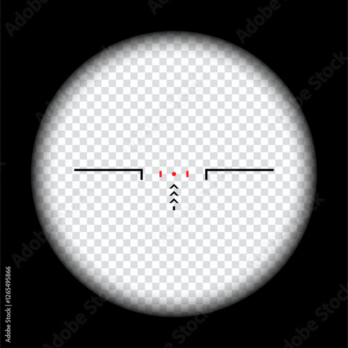 Realistic sniper scope crosshairs view. sniper sight with measurement marks. sniper scope template isolated on transparent background. rifle optical sight.	
