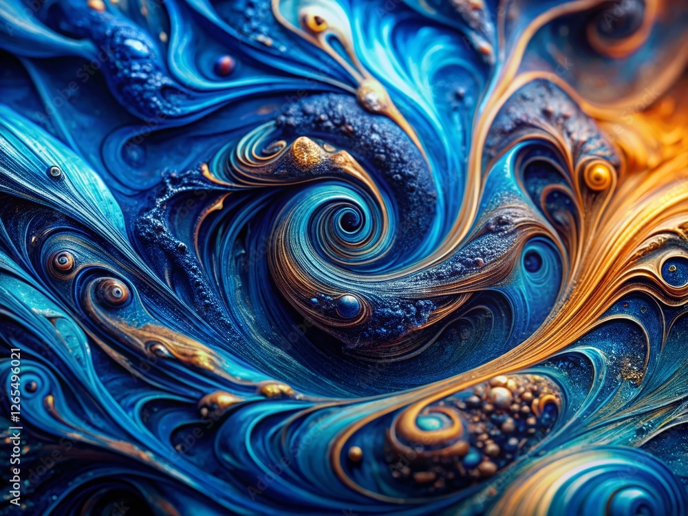 Abstract Blue Black Macro Background: Swirling Ink and Paint Texture Abstract Blue Black Macro Background: Swirling Ink and Paint Texture
