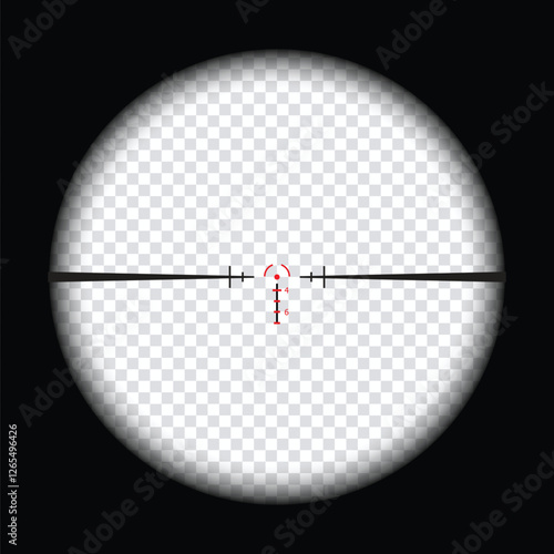 Realistic sniper scope crosshairs view. sniper sight with measurement marks. sniper scope template isolated on transparent background. rifle optical sight.	