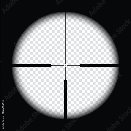 Realistic sniper scope crosshairs view. sniper sight with measurement marks. sniper scope template isolated on transparent background. rifle optical sight.	
