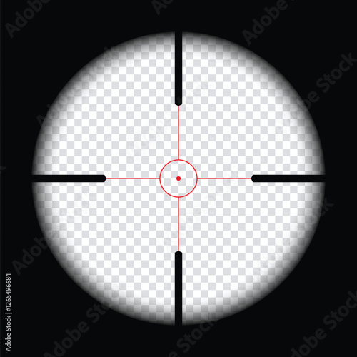 Realistic sniper scope crosshairs view. sniper sight with measurement marks. sniper scope template isolated on transparent background. rifle optical sight.
