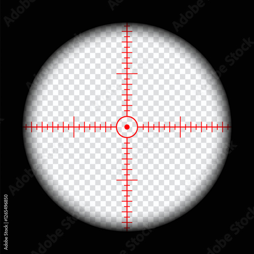 Realistic sniper scope crosshairs view. sniper sight with measurement marks. sniper scope template isolated on transparent background. rifle optical sight.
