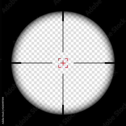 Realistic sniper scope crosshairs view. sniper sight with measurement marks. sniper scope template isolated on transparent background. rifle optical sight.	
