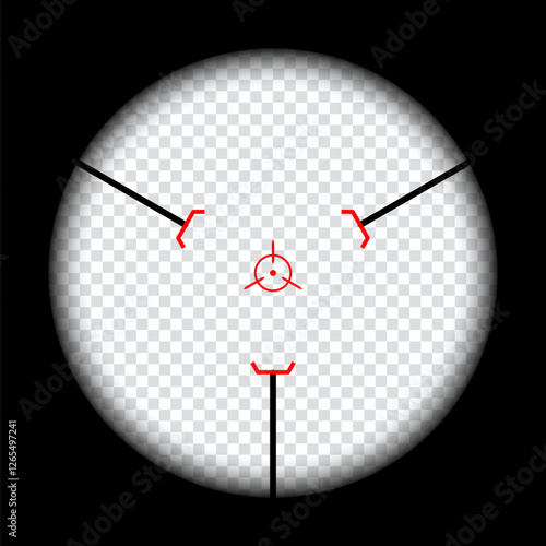 Realistic sniper scope crosshairs view. sniper sight with measurement marks. sniper scope template isolated on transparent background. rifle optical sight.	